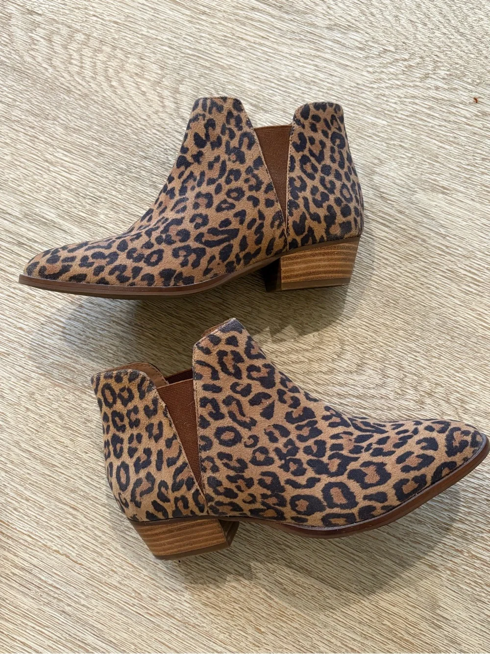Seychelles Leather Suede Pull-On Leopard Print Ankle Booties